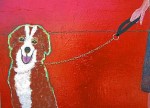 Good Boy -24x36 enamel,acrylic,chain